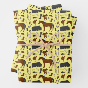 Feuille De Papier Cadeau Motif équestre d'équipement d'équitation