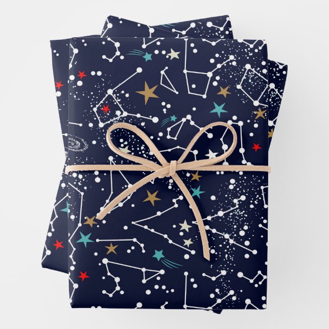 Feuille De Papier Cadeau Motif Espace  (En situation)