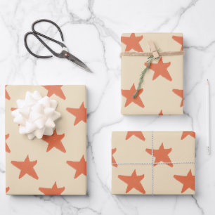 Feuille De Papier Cadeau Motif étoile mignonne Orange