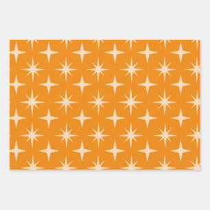 Feuille De Papier Cadeau Motif étoiles atomiques rétro milieu du siècle sur