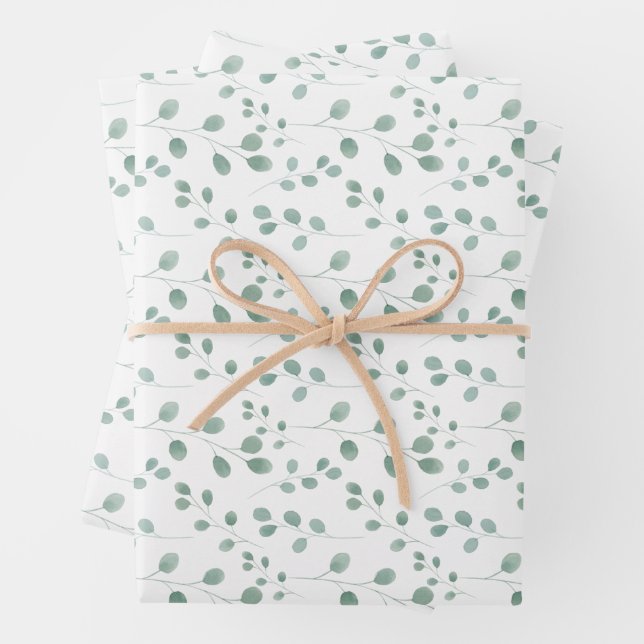 Feuille De Papier Cadeau Motif Eucalyptus (En situation)