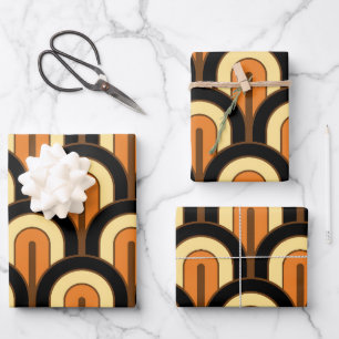 Feuille De Papier Cadeau Motif éventail géométrique rétro dégradé