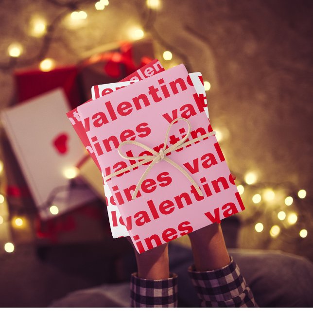 Feuille De Papier Cadeau Motif fantaisie de Valentines rouges et roses (Créateur téléchargé)