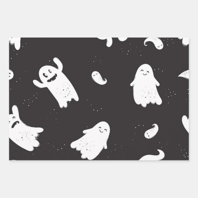 Feuille De Papier Cadeau Motif fantôme (Devant)