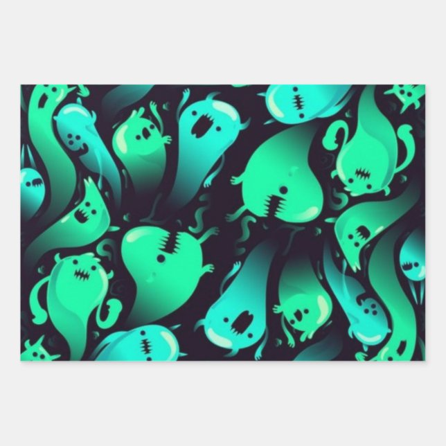 Feuille De Papier Cadeau Motif fantôme (Devant)