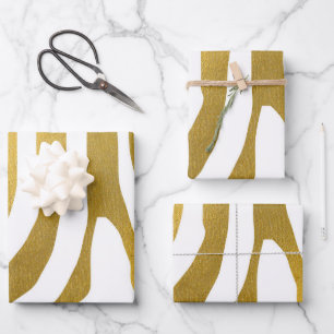 Feuille De Papier Cadeau Motif Faux Gold Zebra Print Stripes