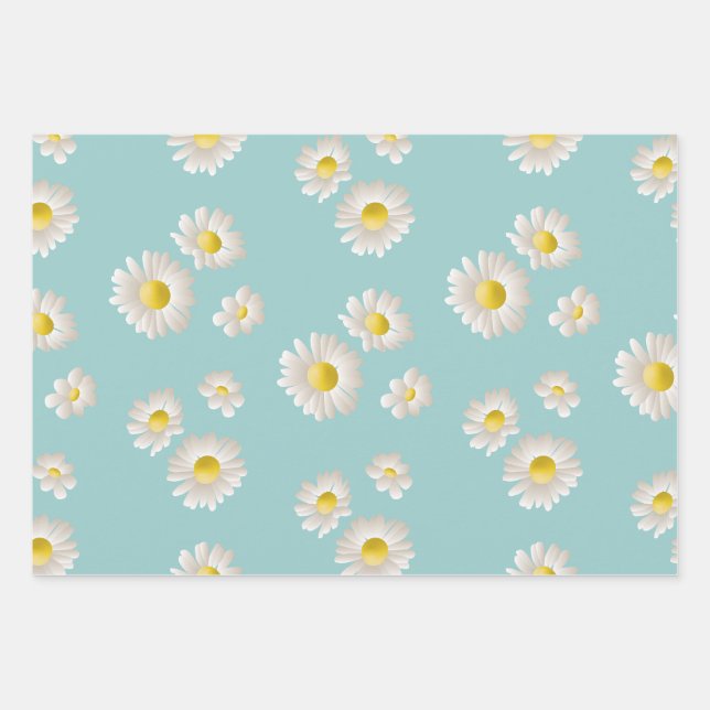 Feuille De Papier Cadeau Motif Fleur marguerite (Devant)