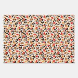 Feuille De Papier Cadeau Motif Fleur MCM Moderne du milieu du siècle