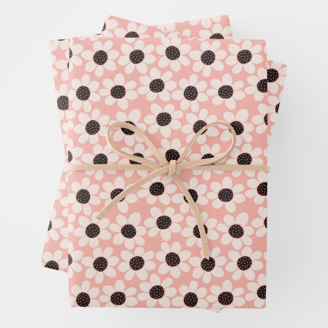 Feuille De Papier Cadeau Motif Fleur Rose Cute (En situation)