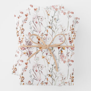 Feuille De Papier Cadeau Motif Fleur sauvage rustique