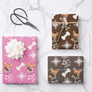 Feuille De Papier Cadeau Motif flocon de neige de bonbon en canne à chien d