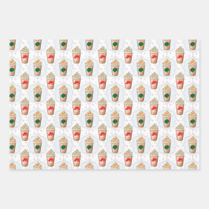Feuille De Papier Cadeau Motif flocon de neige Ogee pour un Latte de Noël