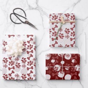 Feuille De Papier Cadeau Motif flocon de neige os pour chien et chat de Noë