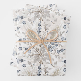 Feuille De Papier Cadeau Motif floral botanique bohème neutre doux de print