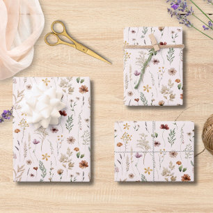 Feuille De Papier Cadeau Motif floral de fleurs sauvages jolies aquarelle 