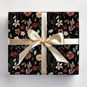 Feuille De Papier Cadeau Motif floral de jardin de fleurs sauvages d'automn