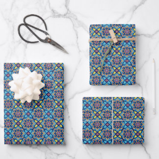 Feuille De Papier Cadeau Motif Floral Décoratif Coloré