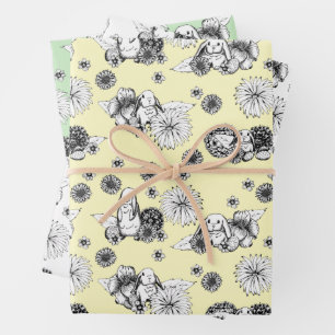 Feuille De Papier Cadeau Motif floral du printemps de printemps de Pâques