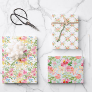 Feuille De Papier Cadeau Motif floral Fleur sauvage Pastel