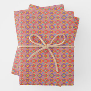 Feuille De Papier Cadeau Motif floral géométrique amérindien de luxe