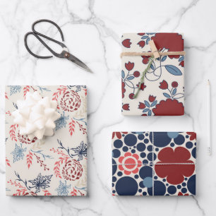 Feuille De Papier Cadeau Motif floral patriotique Juillet Quatrième parti 