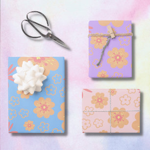 Feuille De Papier Cadeau Motif Floral Sucré Rétro