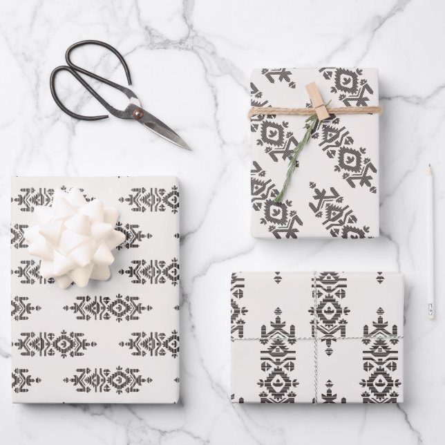 Feuille De Papier Cadeau Motif folklorique d'impression Jamdani (Recto)