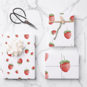 Feuille De Papier Cadeau Motif fraise