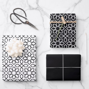 Feuille De Papier Cadeau Motif géométrique arabe noir