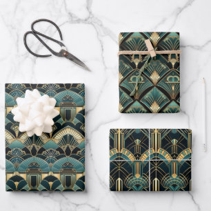 Feuille De Papier Cadeau Motif géométrique Art Déco