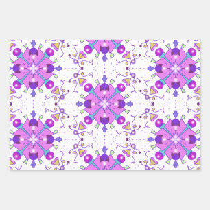Feuille De Papier Cadeau Motif géométrique bleu violet rose