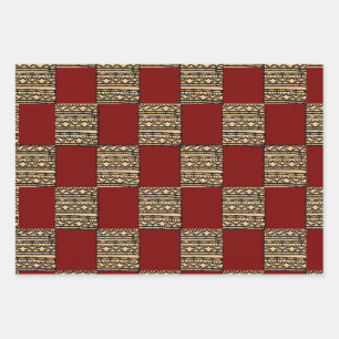 Feuille De Papier Cadeau Motif géométrique damier moderne