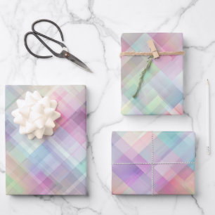 Feuille De Papier Cadeau Motif géométrique Découpe de diamant iridescent