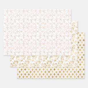 Feuille De Papier Cadeau Motif géométrique doré élégant