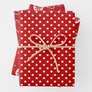 Feuille De Papier Cadeau Motif géométrique moderne rouge et blanc
