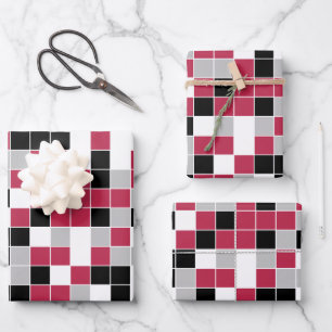 Feuille De Papier Cadeau Motif géométrique noir magenta amusant