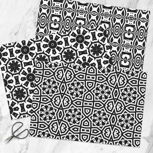 Feuille De Papier Cadeau Motif géométrique Op Art Chic noir & blanc tendanc (Créateur téléchargé)
