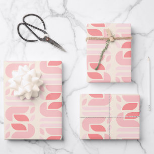 Feuille De Papier Cadeau Motif géométrique rétro floral