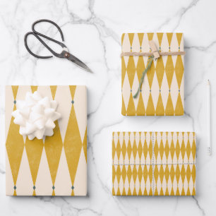 Feuille De Papier Cadeau Motif géométrique Retro les années 50 Diamond