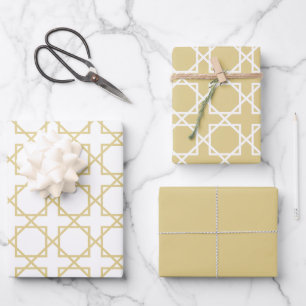 Feuille De Papier Cadeau Motif géométrique sans couture or