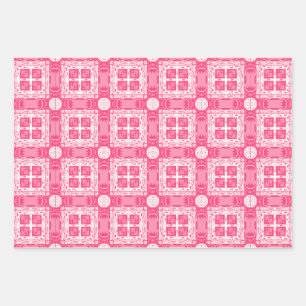 Feuille De Papier Cadeau Motif géométrique tendance rose