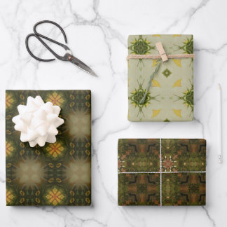 Feuille De Papier Cadeau Motif géométrique vert Terre no4