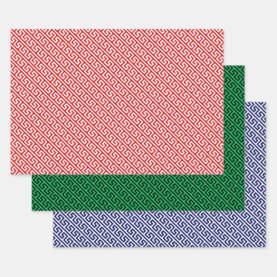 Feuille De Papier Cadeau Motif grec diagonal en bricolage et couleurs de fo
