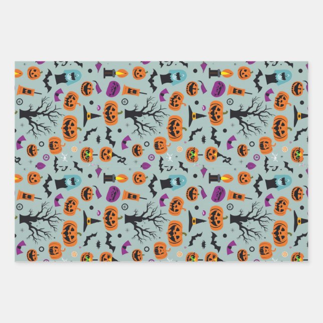 Feuille De Papier Cadeau Motif Halloween Éffrayant Candy Ghost (Devant)