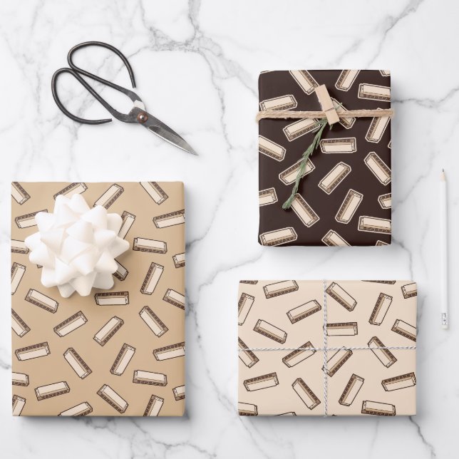 Feuille De Papier Cadeau Motif harmonique (Recto)