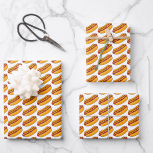 Feuille De Papier Cadeau Motif Hot Dog Grillé