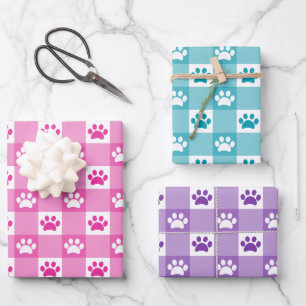 Feuille De Papier Cadeau Motif Imprimé Patte Gingham Mignon Rose Sarcelle V