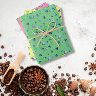 Feuille De Papier Cadeau Motif jaune bleu rose