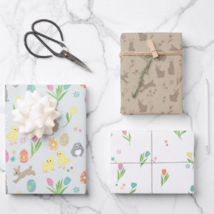 Feuille De Papier Cadeau Motif lapin lapin de pâques mignonnes