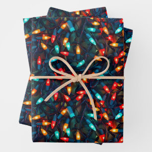 Feuille De Papier Cadeau Motif lumineux de Noël